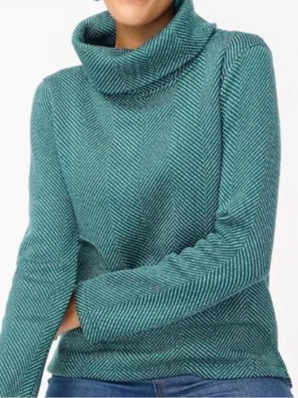 J. Crew Funnel Neck Herringbone Pullover